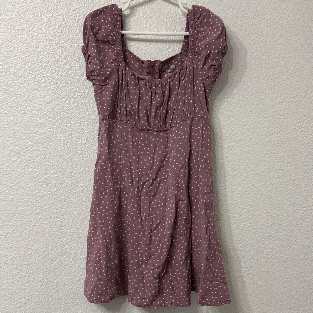Elegant Mauve Polka Dot Dress Art Class girls size 6/7 small